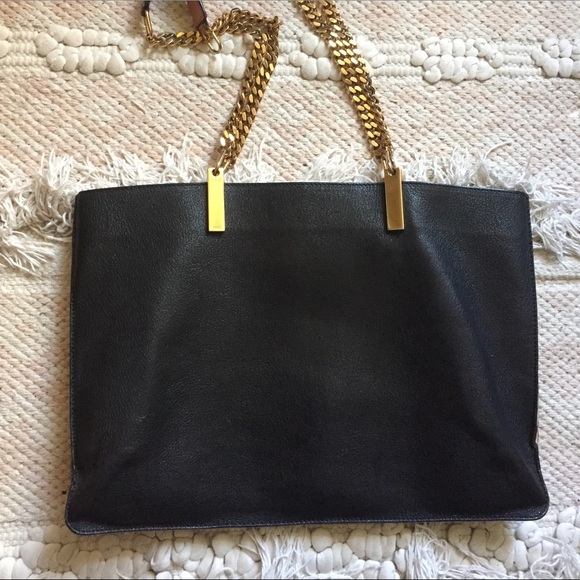 Chloe Handbags - Authentic Chloe Black Orange Colorblock Chain Tote